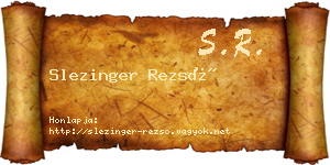 Slezinger Rezső névjegykártya